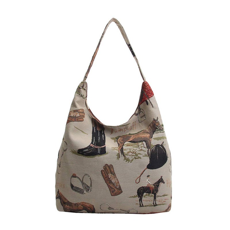 Signare Tapestry Hobo Shoulder bag Slouch Purse For Women with Horse Design (HOBO-HOR) - Image 1